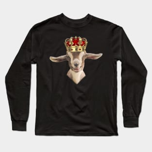 Goat King With Crown Long Sleeve T-Shirt